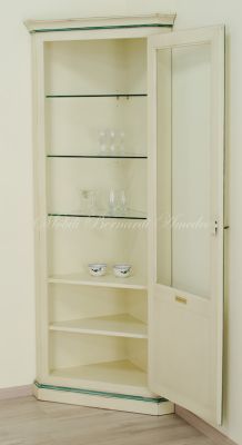 Vetrina ad angolo in legno massiccio finitura colorata